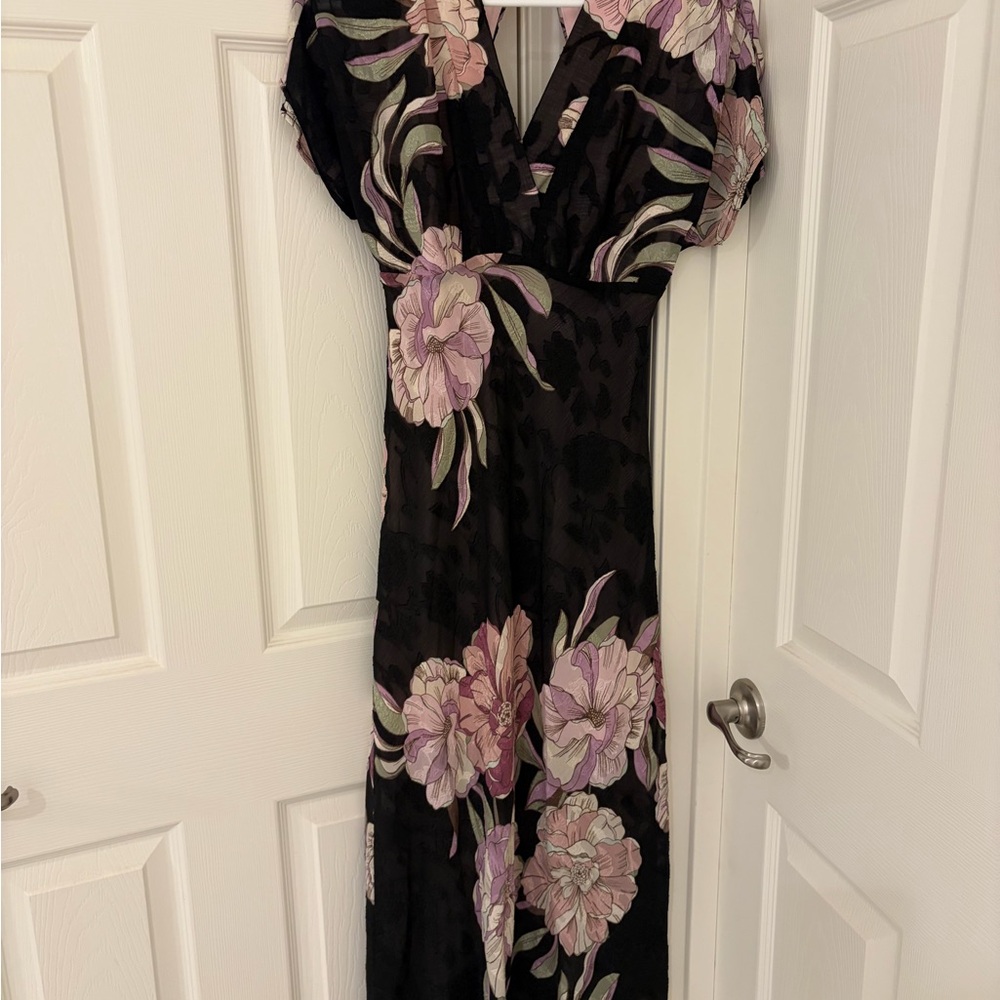 Floral Black and Lavender Women's Dress